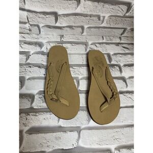 Rainbow Leather Flirty Braidy Arch Support Flip Flops Sierra Brown Size 6.5-7.5